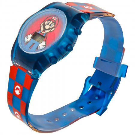Super Mario Kid's LCD Watch with Checkered Strap