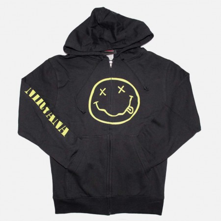 Nirvana Smile Discharge Zip Hoodie Sweatshirt - WearYourBeer