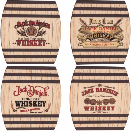 Jack Daniel's Assorted Retro Logos 4-Piece Wooden Coaster Set