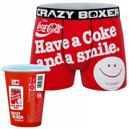 Crazy Boxers Coca-Cola Have a Smile Boxer Briefs in Soda Cup