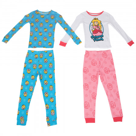princess peach pajama dress Princess Peach Long Sleeve 4-Piece Girl's Pajama Set