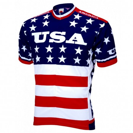 Maillot Cycliste Homme Voler USA Cycling Club Raglan – Bleu/blanc/rouge – Drapeau Américain – Taille XXL